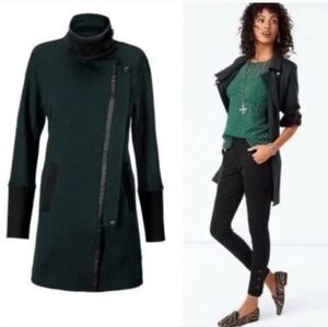 160. CAbi #3725 Green & Black Coat Jacket - Size Large